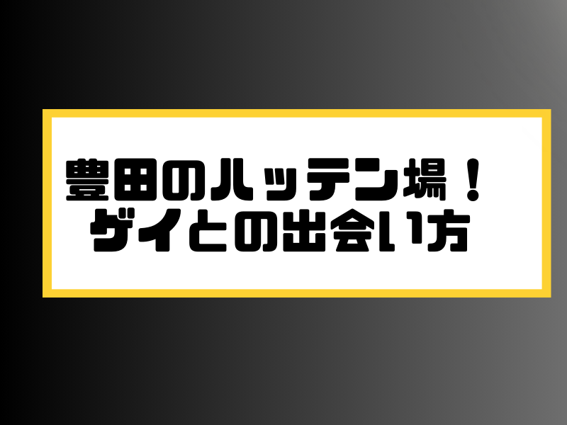 豊田のハッテン場！ ゲイとの出会い方